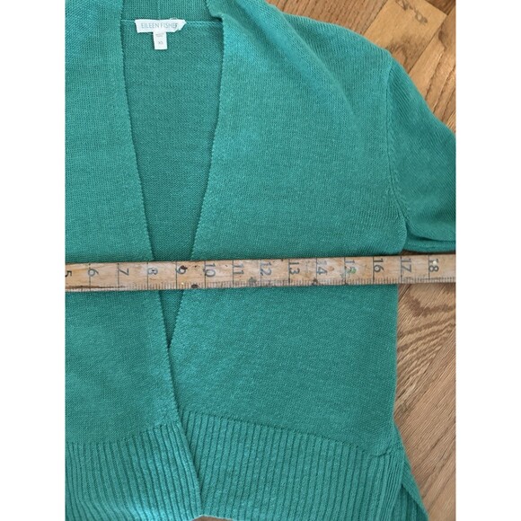 Eileen Fisher Green Linen Cardigan Size XS Open Front - Picture 5 of 7